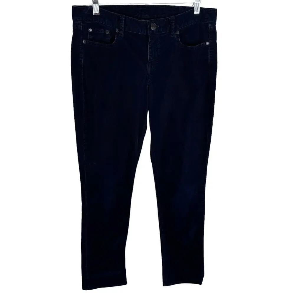 J. Crew Dark Navy Blue Straight Leg City Fit Mid Rise‎ Corduroy Pants Size 29R